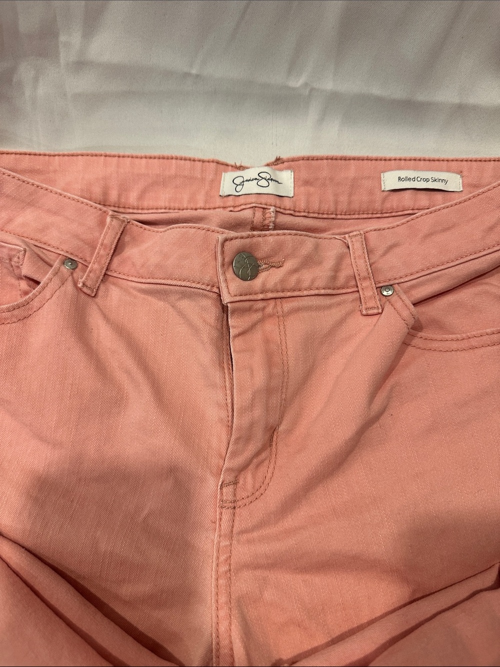 Jessica Simpson Rolled Crop Skinny Jeans - Coral Pink